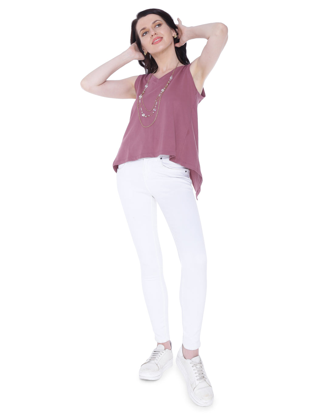 Autumn Hues Cotton top in Mauve colour