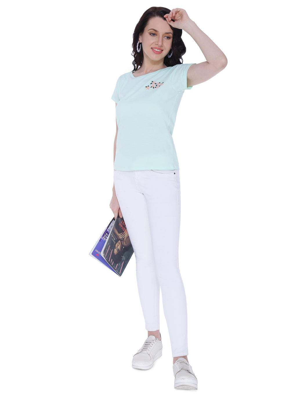 Autumn Hues Women Green Cotton T-shirt
