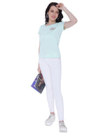 Autumn Hues Women Green Cotton T-shirt