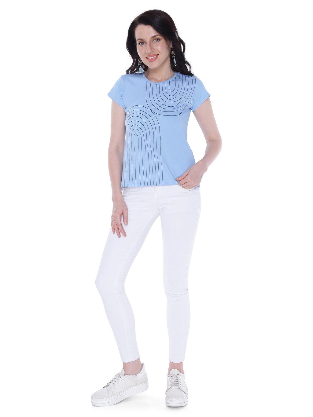 Autumn Hues Abstract Printed Round Neck Sleeveless Cotton T-shirt