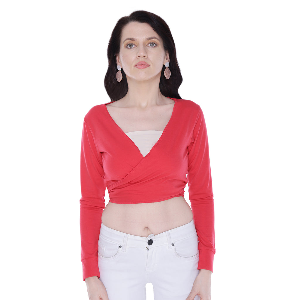 Autumn Hues Cotton Wrap Crop Top