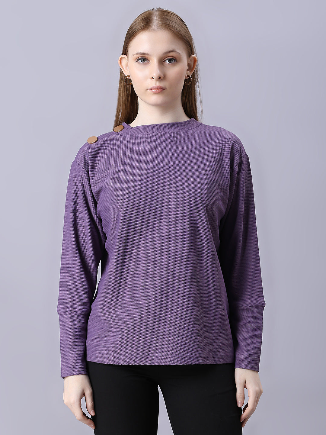 Autumn Hues Women Purple Full Sleeve Top