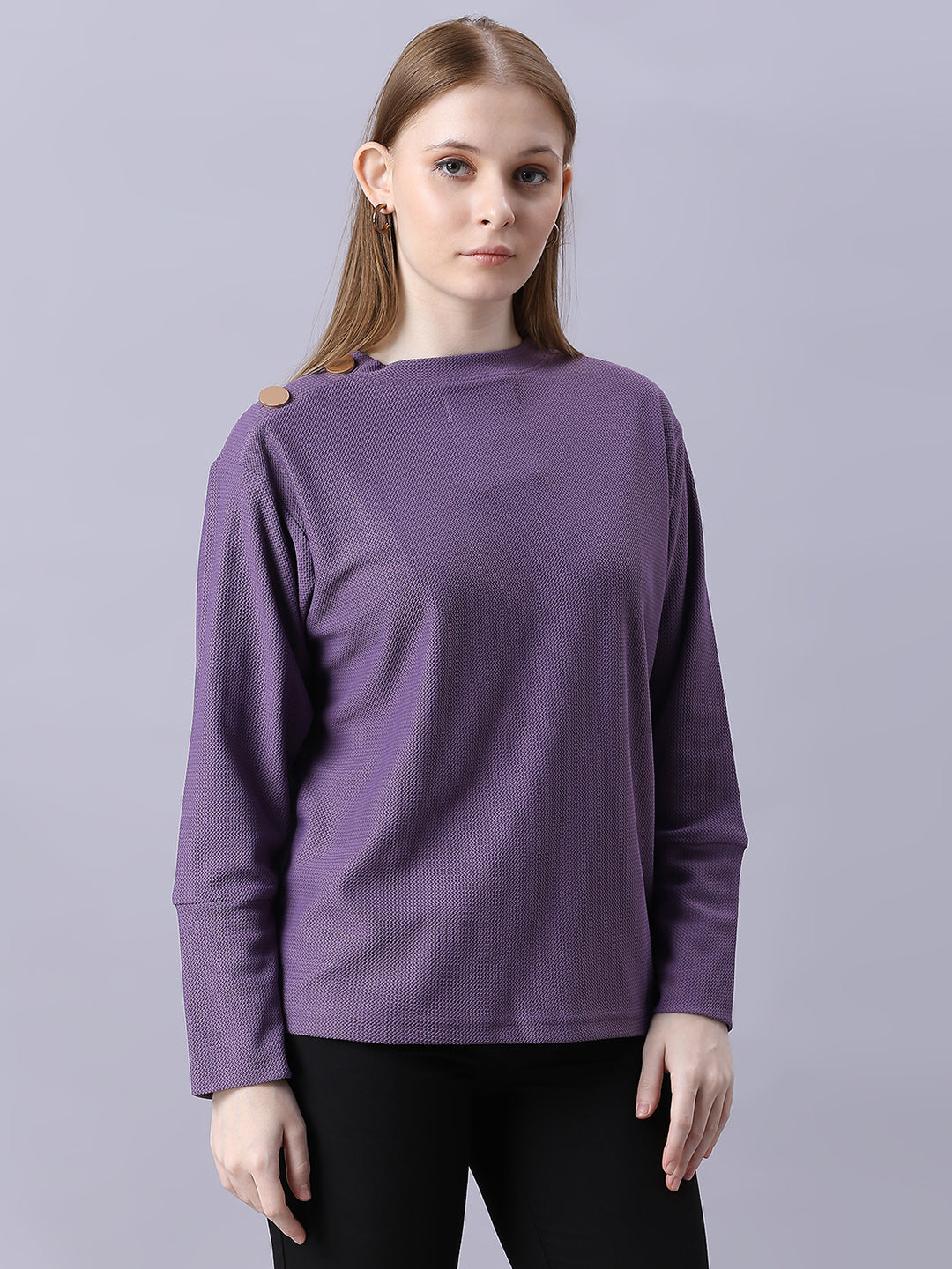 Autumn Hues Women Purple Full Sleeve Top