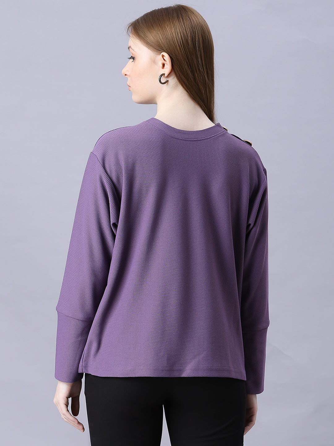 Autumn Hues Women Purple Full Sleeve Top