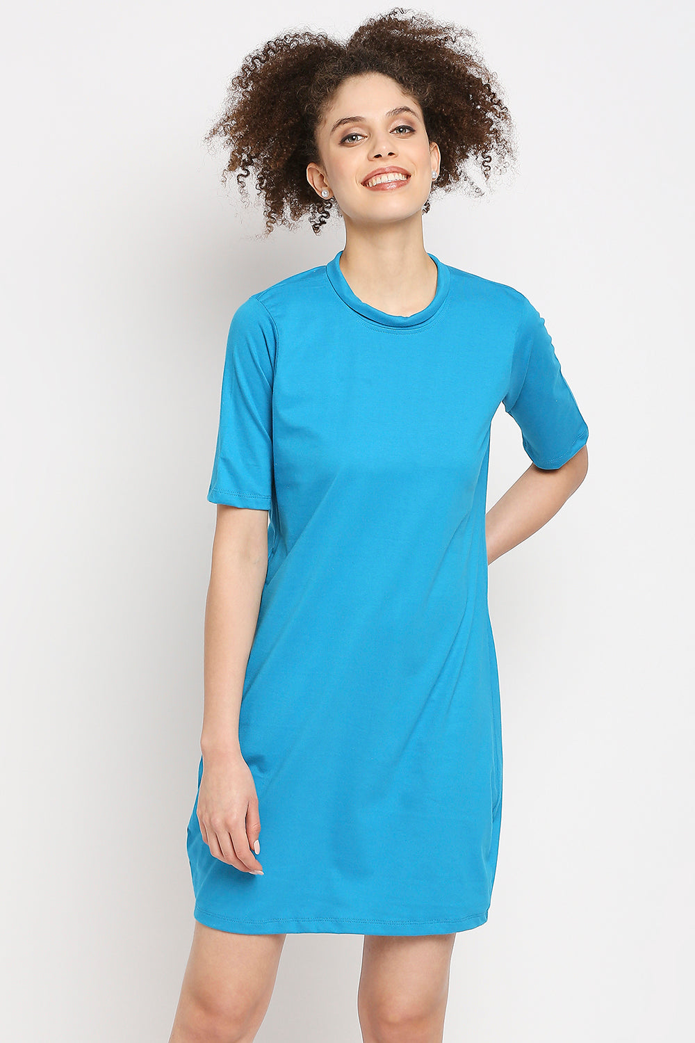 Autumn Hues Blue T-shirt Dress