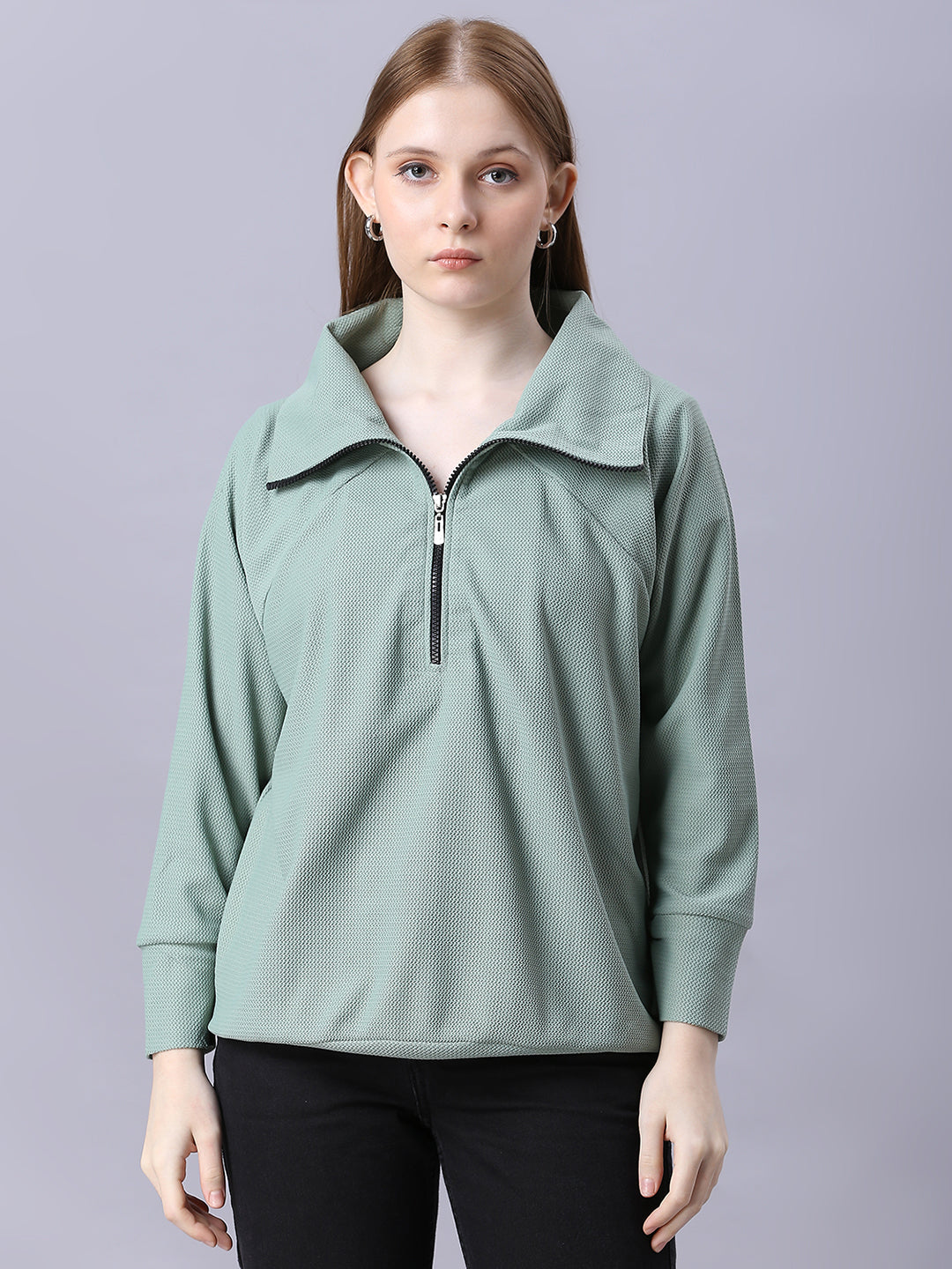 Autumn Hues Women Zipper Neck Pista Jacket