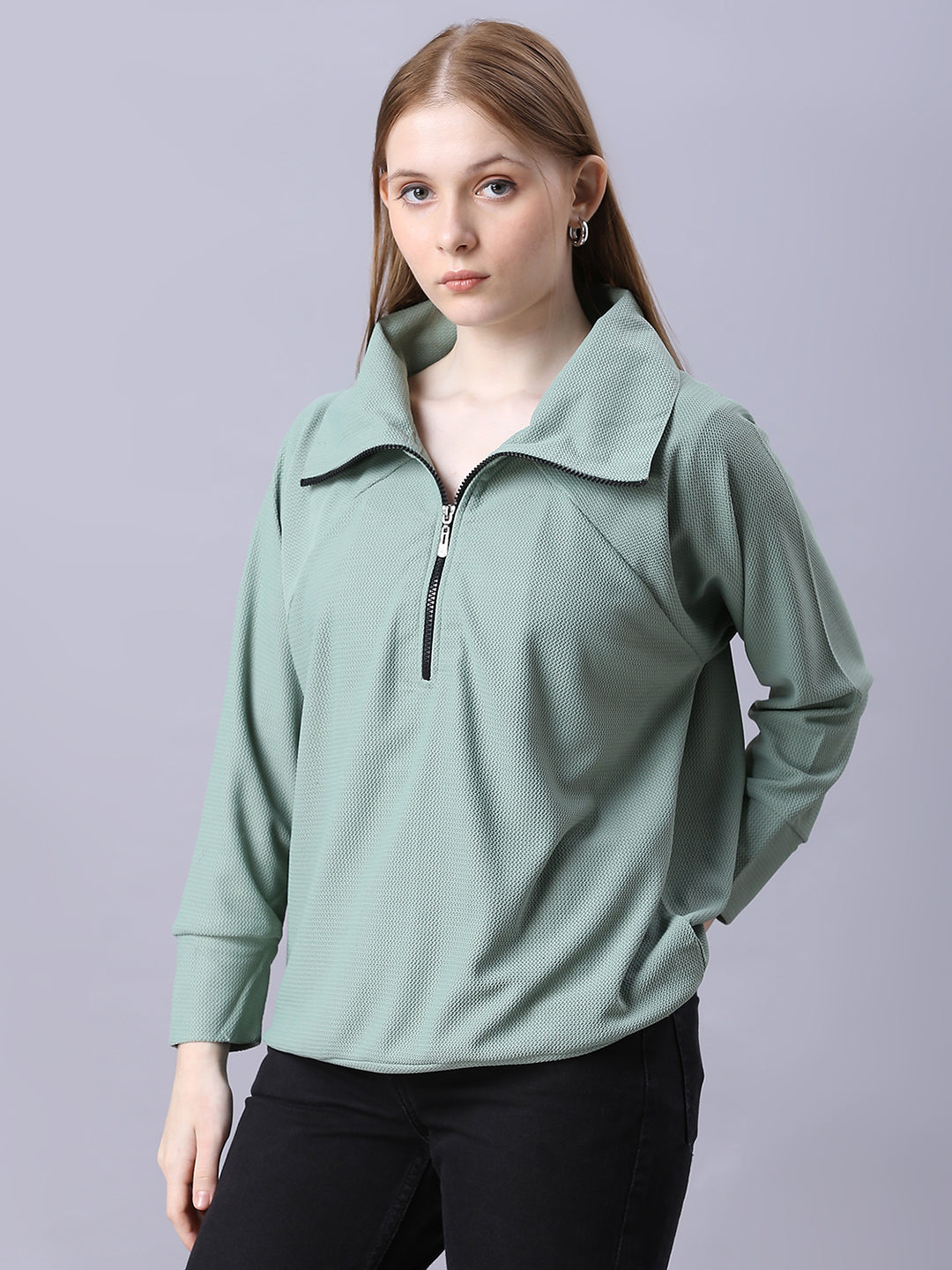 Autumn Hues Women Zipper Neck Pista Jacket