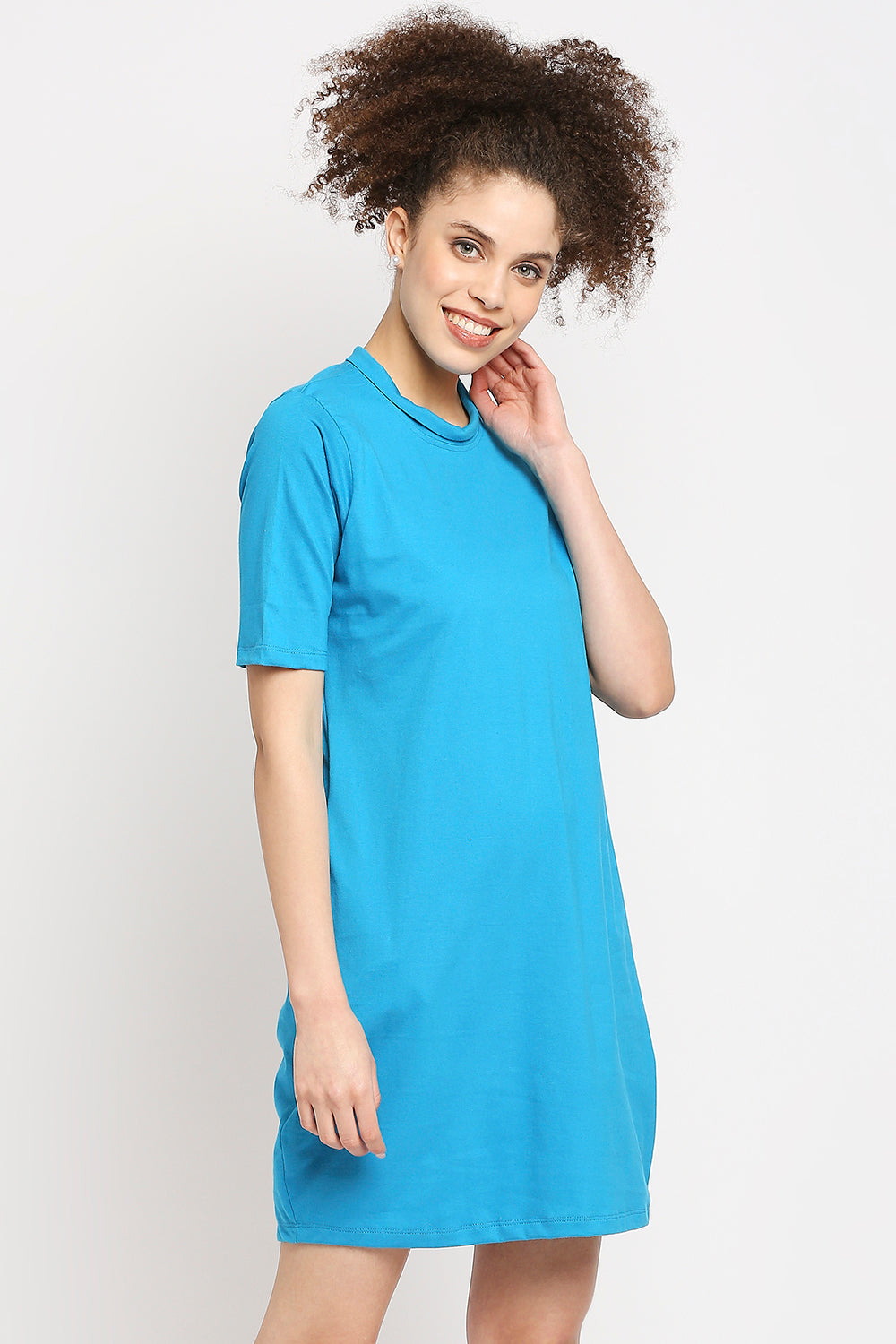 Autumn Hues Blue T-shirt Dress