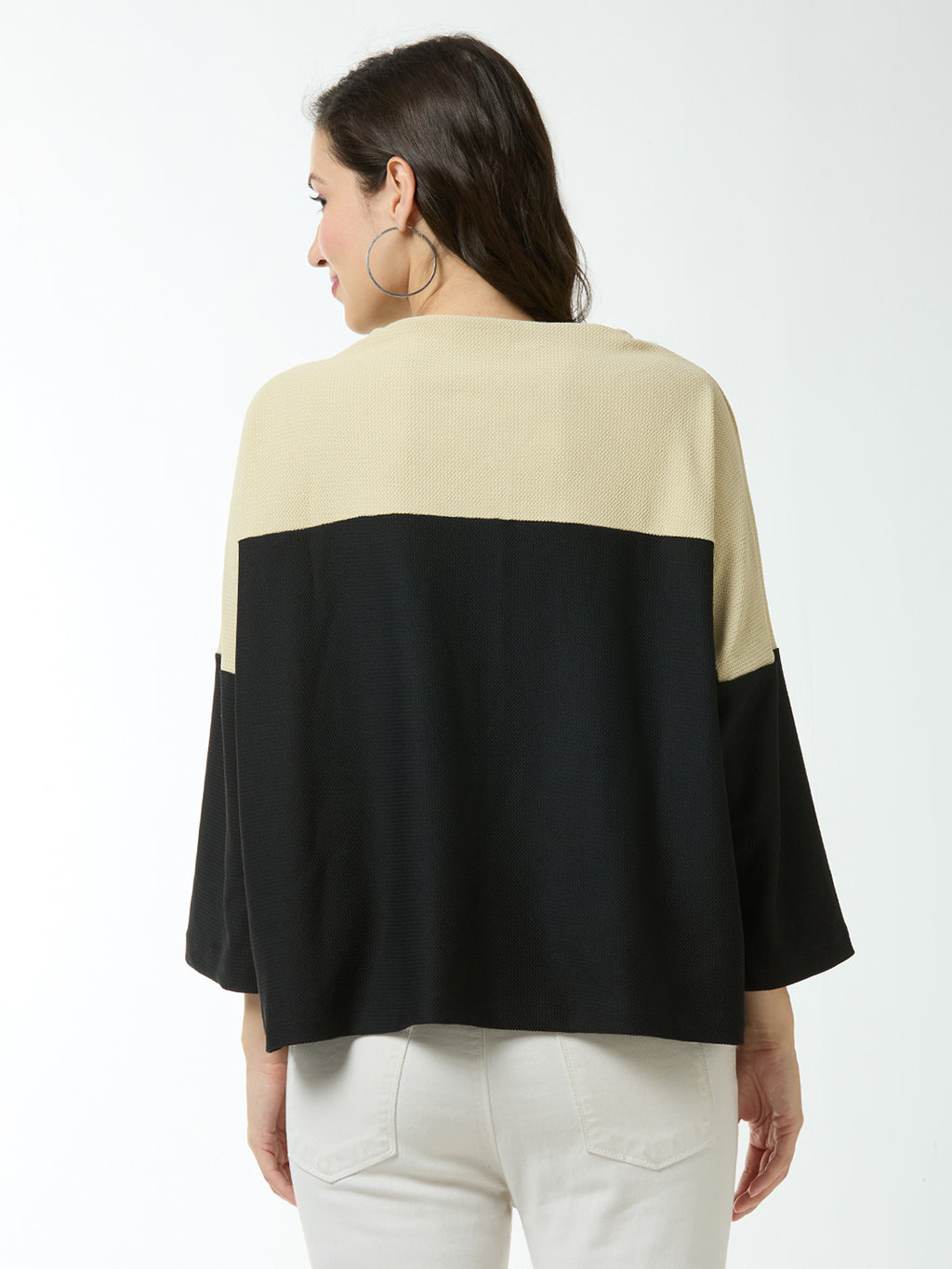 Autumn Hues Women Cut & Su Beige and Black Full Sleeve Top
