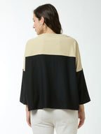 Autumn Hues Women Cut & Su Beige and Black Full Sleeve Top