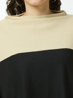 Autumn Hues Women Cut & Su Beige and Black Full Sleeve Top