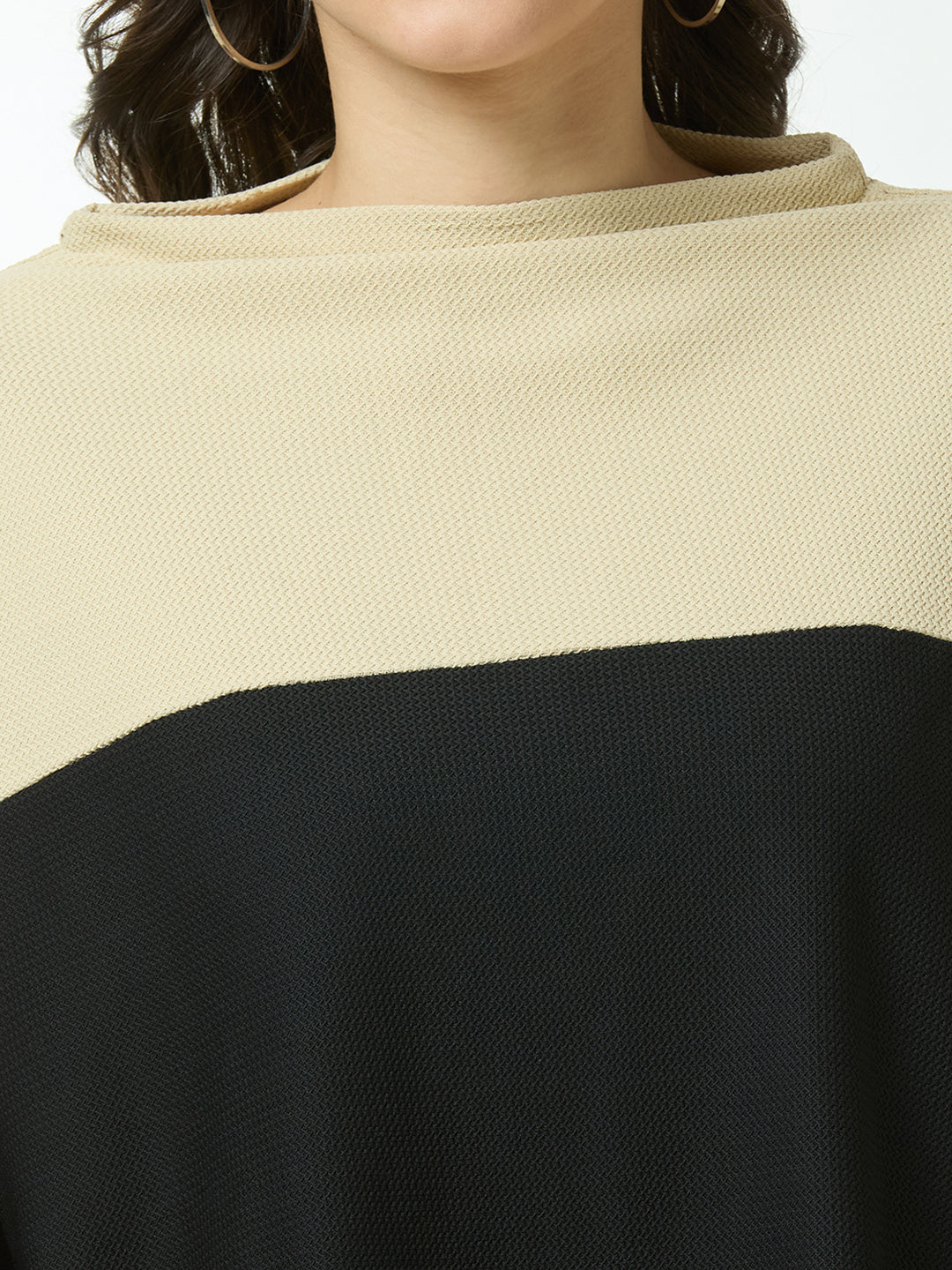 Autumn Hues Women Cut & Su Beige and Black Full Sleeve Top