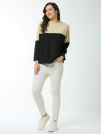 Autumn Hues Women Cut & Su Beige and Black Full Sleeve Top