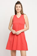 Autumn Hues Pink Solid A-Line Dress