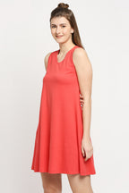 Autumn Hues Pink Solid A-Line Dress