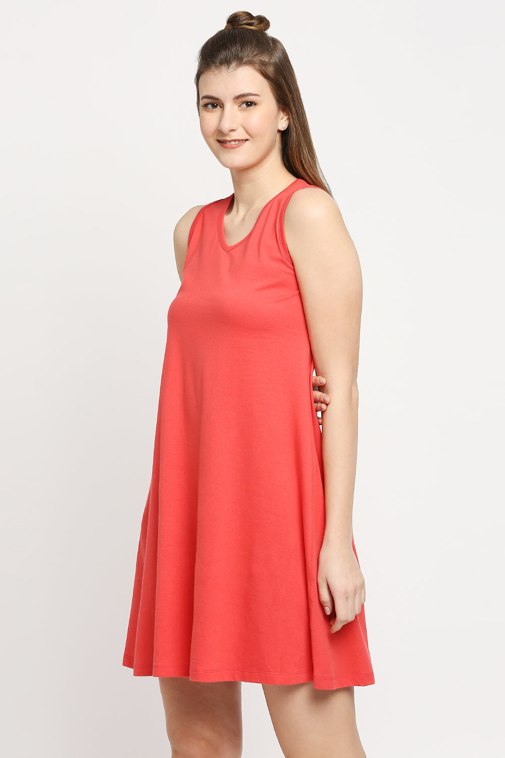 Autumn Hues Pink Solid A-Line Dress