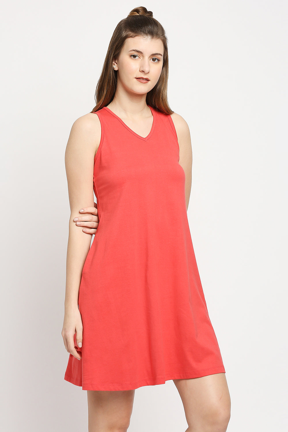 Autumn Hues Pink Solid A-Line Dress