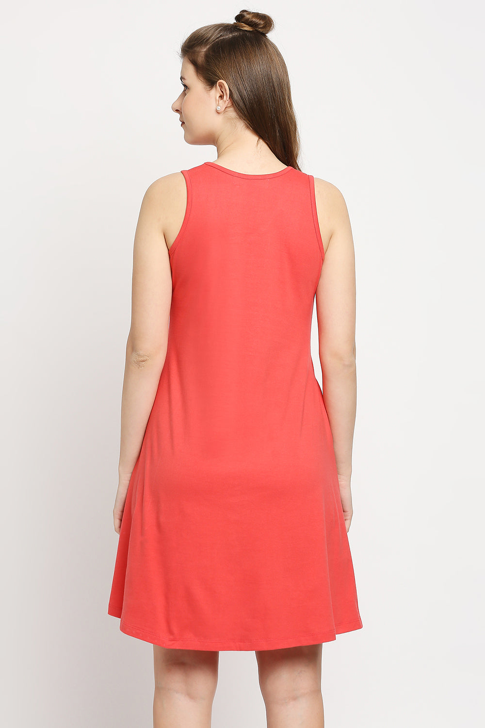 Autumn Hues Pink Solid A-Line Dress