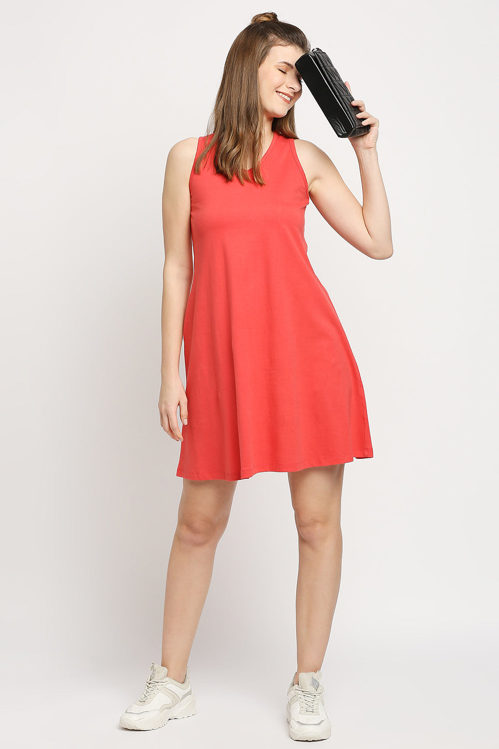 Autumn Hues Pink Solid A-Line Dress