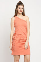 Autumn Hues Pink One Shoulder Sheath Dress