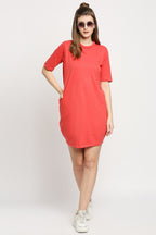Autumn Hues Pink Solid T-shirt Dress