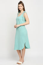 Autumn Hues Blue A-Line Midi Dress