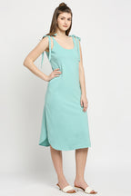 Autumn Hues Blue A-Line Midi Dress