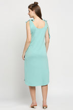 Autumn Hues Blue A-Line Midi Dress