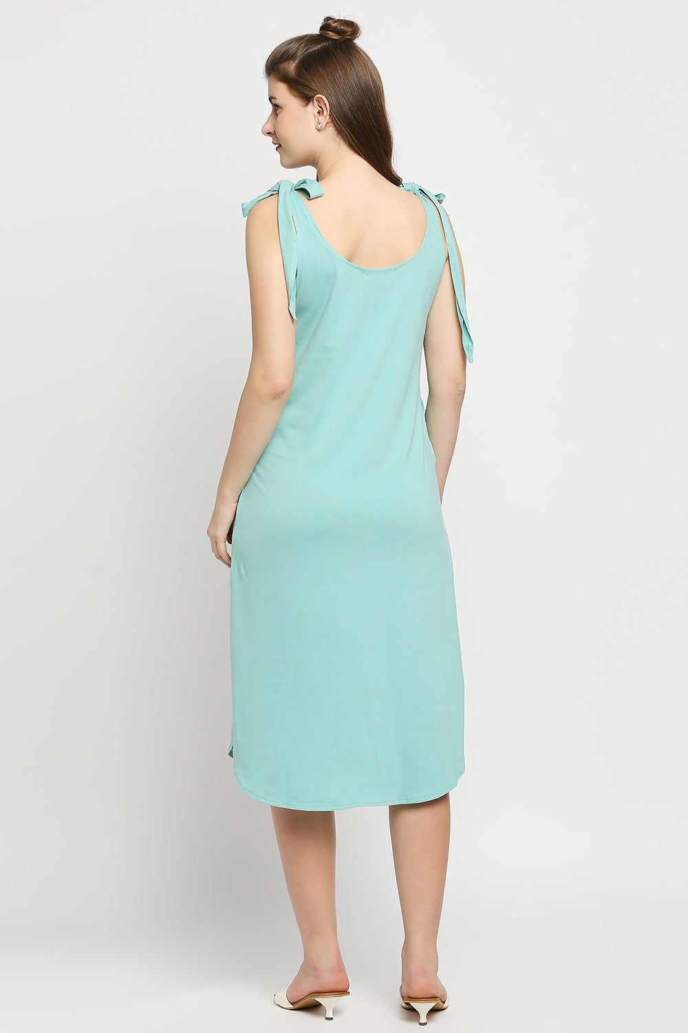 Autumn Hues Blue A-Line Midi Dress
