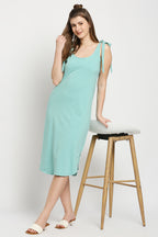 Autumn Hues Blue A-Line Midi Dress