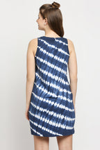 Autumn Hues Blue Tie and Dye Dyed Sheath Mini Dress