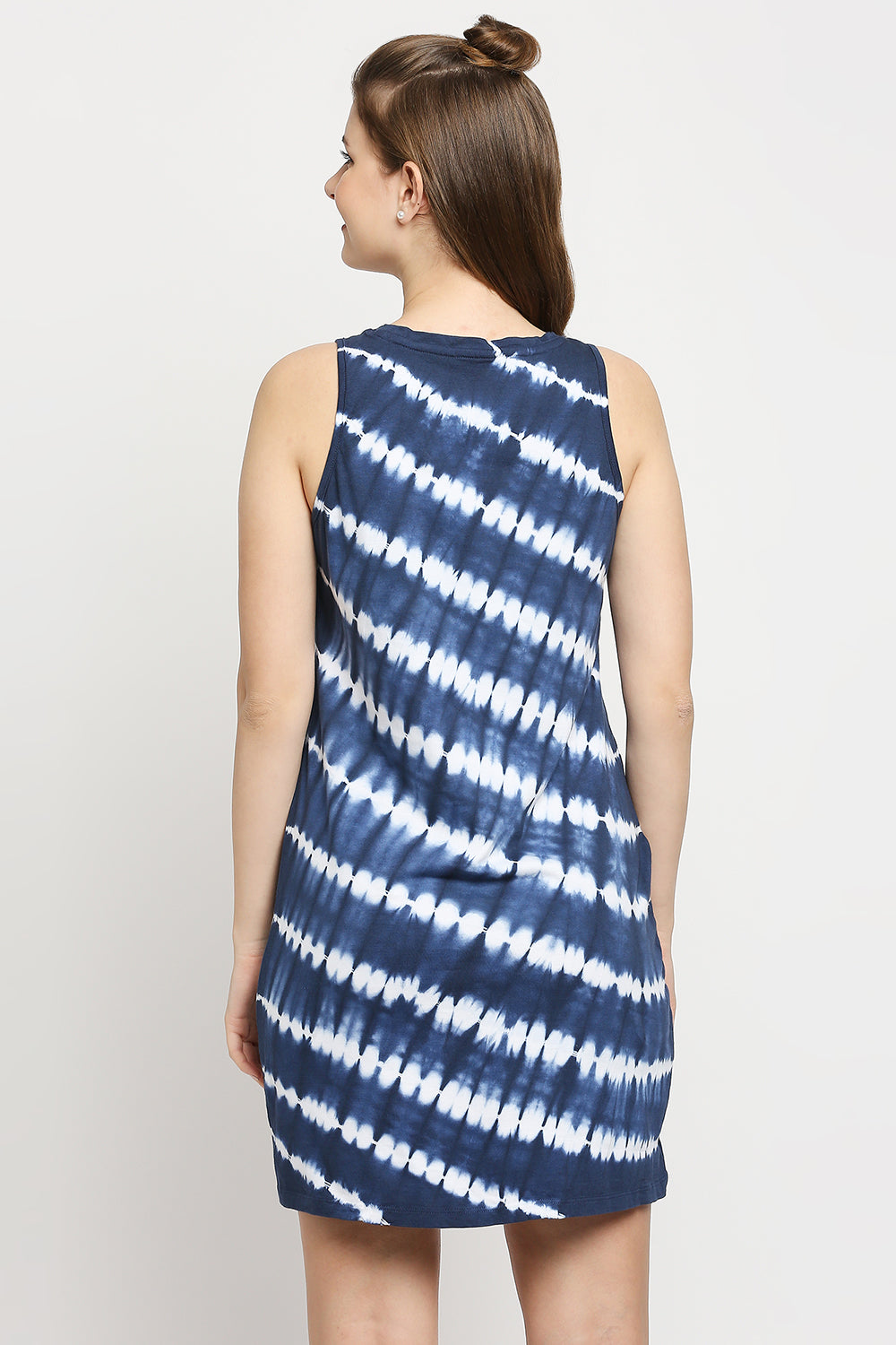Autumn Hues Blue Tie and Dye Dyed Sheath Mini Dress