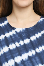 Autumn Hues Blue Tie and Dye Dyed Sheath Mini Dress