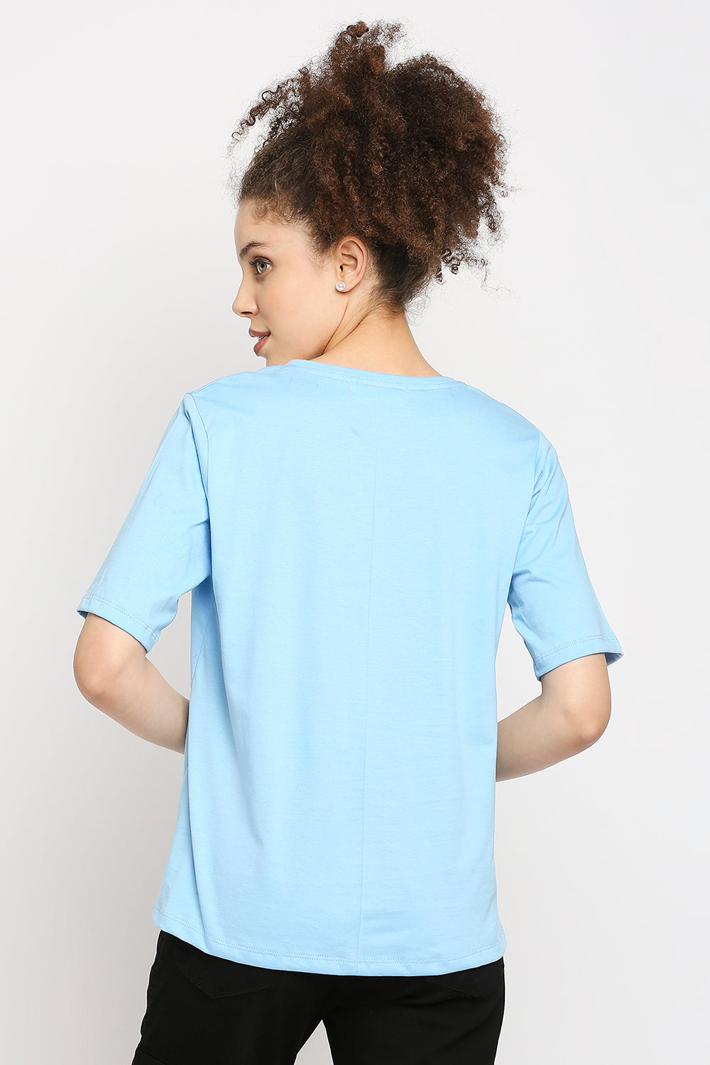 Autumn Hues Women Blue Cotton T-shirt