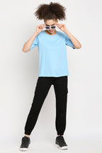 Autumn Hues Women Blue Cotton T-shirt