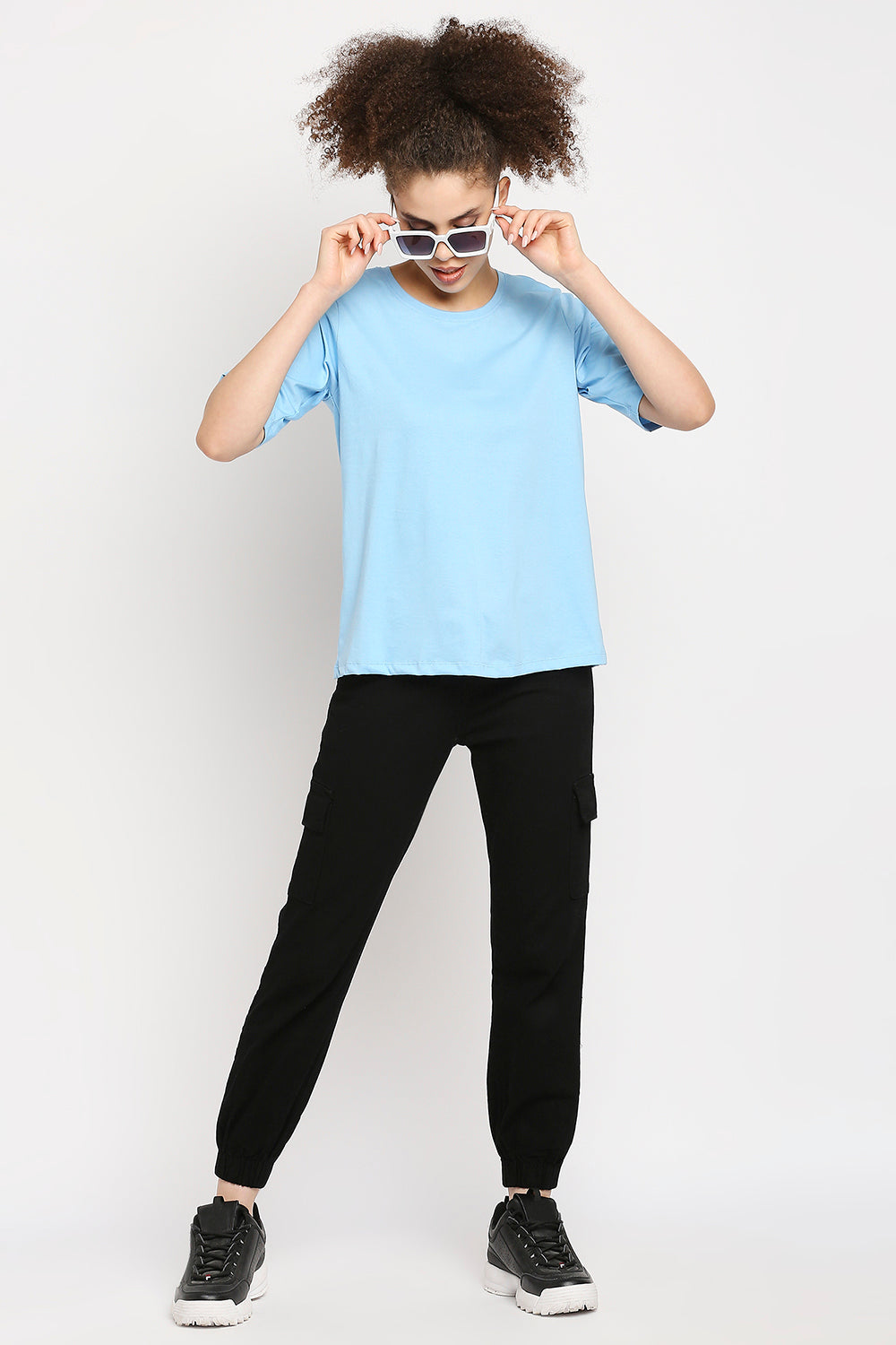 Autumn Hues Women Blue Cotton T-shirt