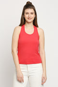 Autumn Hues Fuchsia Pink Cotton Lycra Tank Top