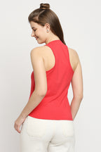 Autumn Hues Fuchsia Pink Cotton Lycra Tank Top