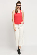 Autumn Hues Fuchsia Pink Cotton Lycra Tank Top