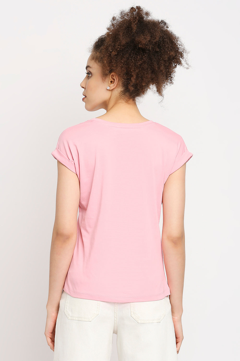 Autumn Hues Women Pink Extended Sleeves Cotton T-shirt