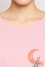 Autumn Hues Women Pink Extended Sleeves Cotton T-shirt