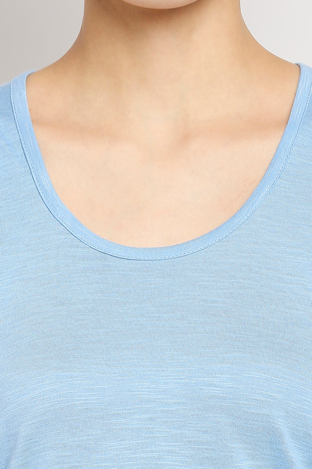 Autumn Hues Blue Pure Cotton Solid Racerback Tank Top