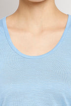 Autumn Hues Blue Pure Cotton Solid Racerback Tank Top