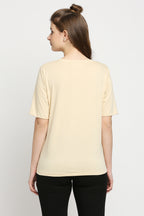 Autumn Hues Women Cream-Coloured Cotton Oversized Tshirt