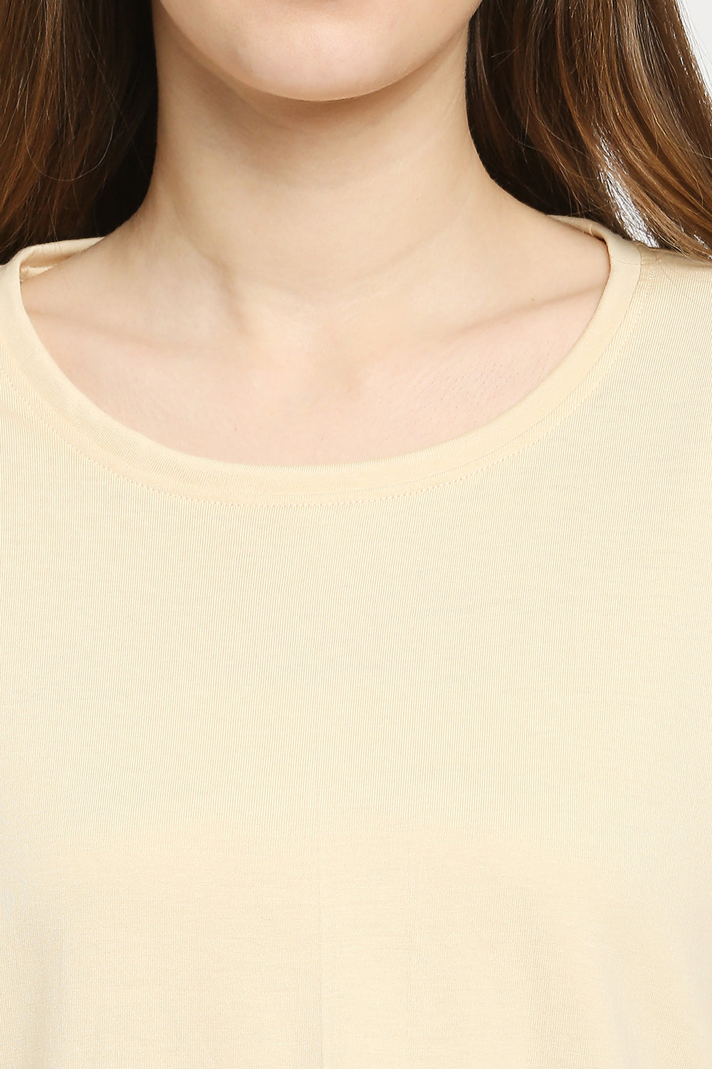 Autumn Hues Women Cream-Coloured Cotton Oversized Tshirt