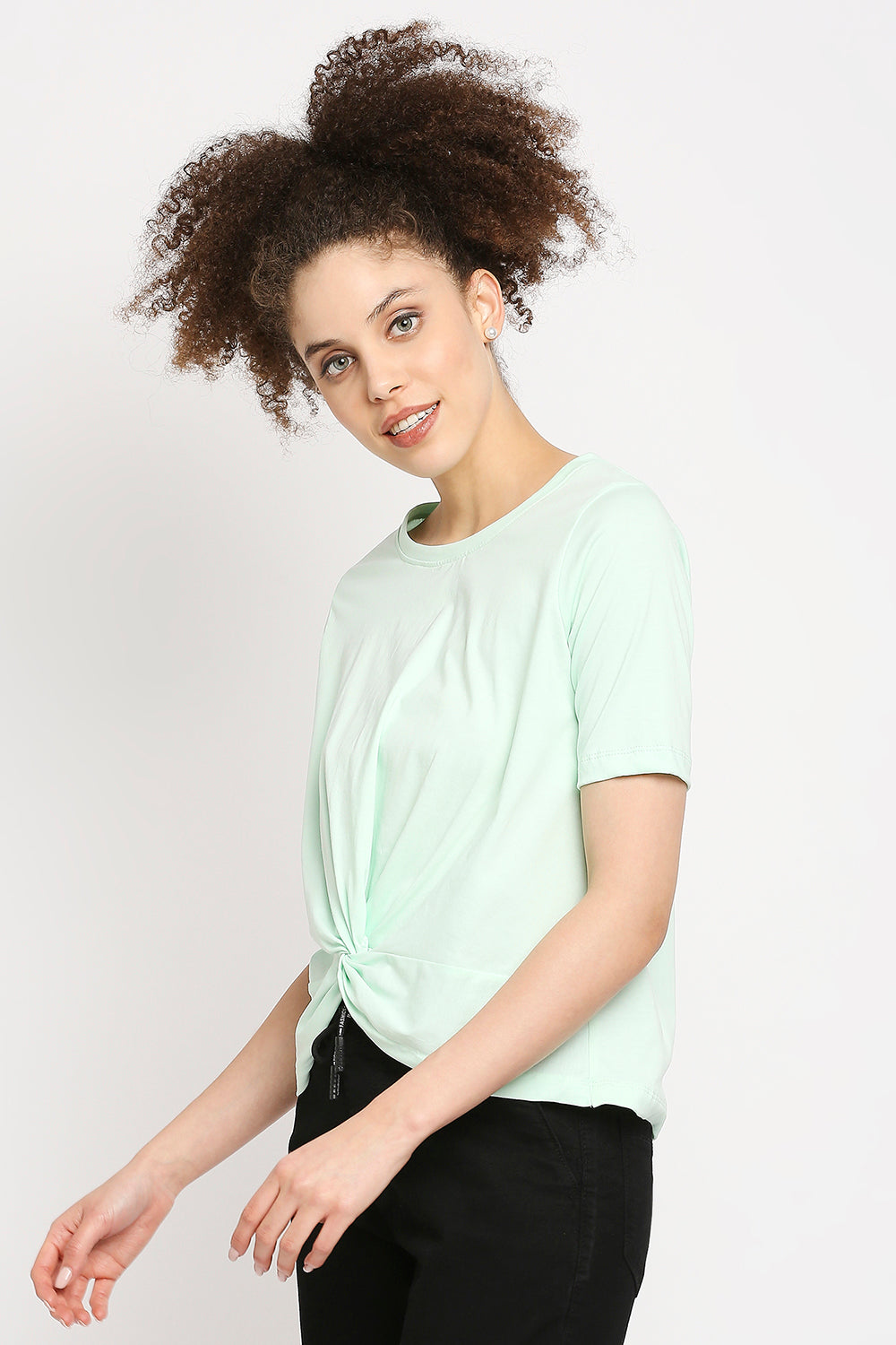 Autumn Hues Women Cotton Green T-shirt