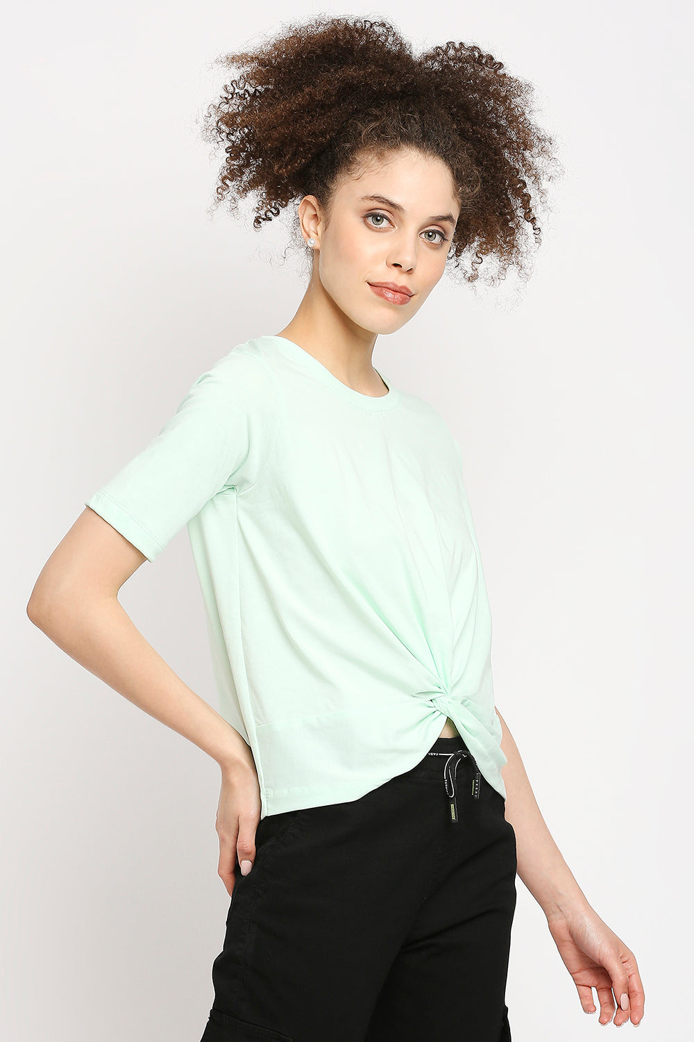 Autumn Hues Women Cotton Green T-shirt