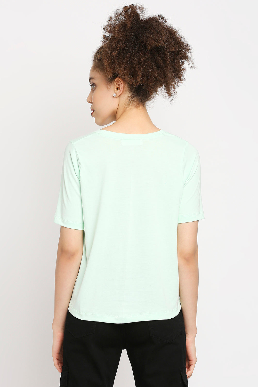 Autumn Hues Women Cotton Green T-shirt