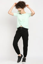 Autumn Hues Women Cotton Green T-shirt