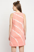 Autumn Hues Peach-Coloured Tie and Dye Sheath Mini Dress